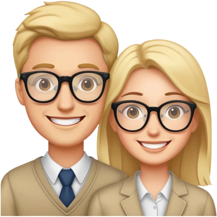 smiling couple with glasses emoji