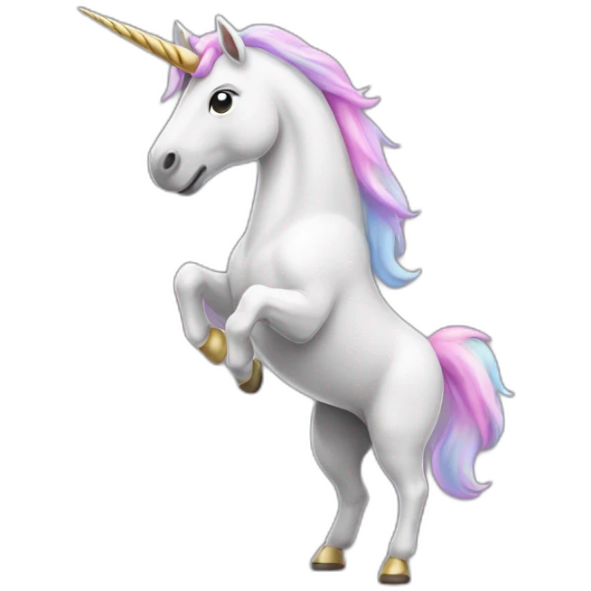 A unicorn standing on its two hind legs emoji