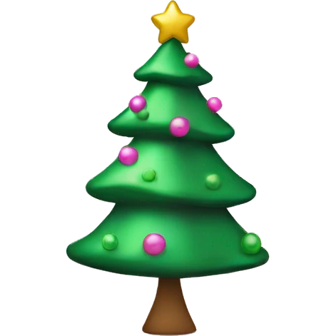 Pink and green Christmas tree emoji