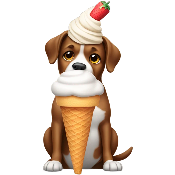 Dog with a icecream cone on its head emoji
