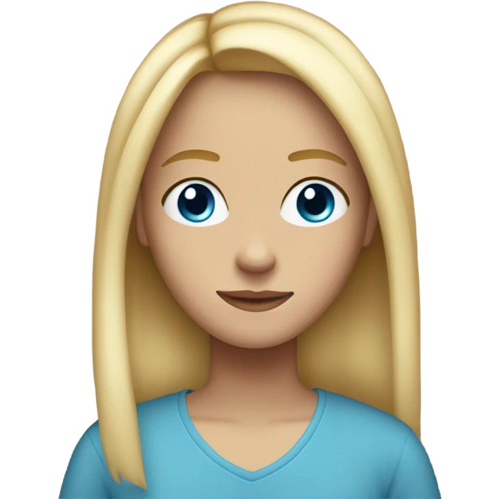 Straight blond hair teen with blue eyes middle part emoji