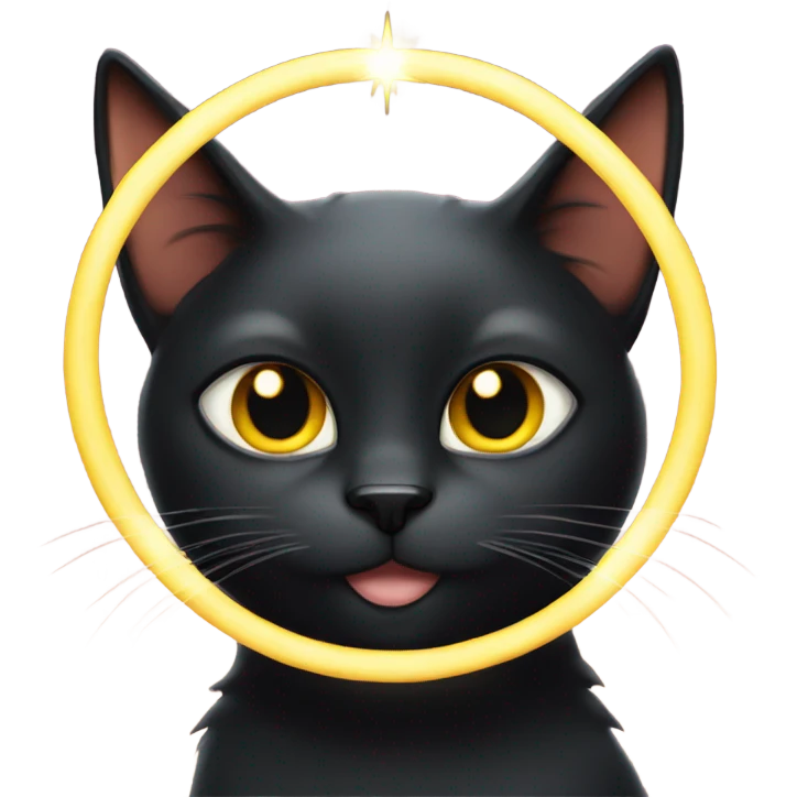 Black cat with halo above emoji