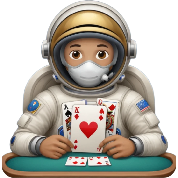 Astronaut with mask down playing poker emoji