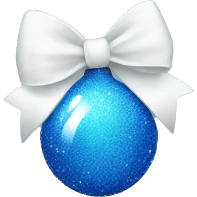 Blue sparkly christmas bulb with white bow emoji