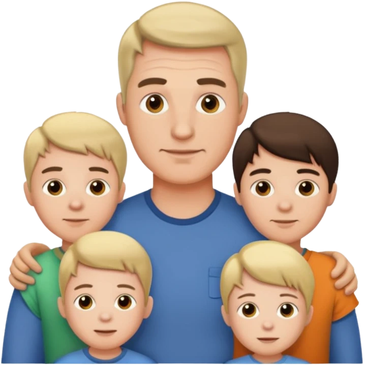 нарисую папу с 4 детьми emoji