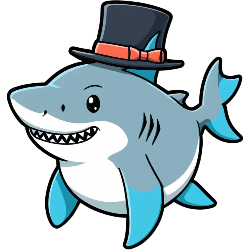 Shark with a top hat emoji