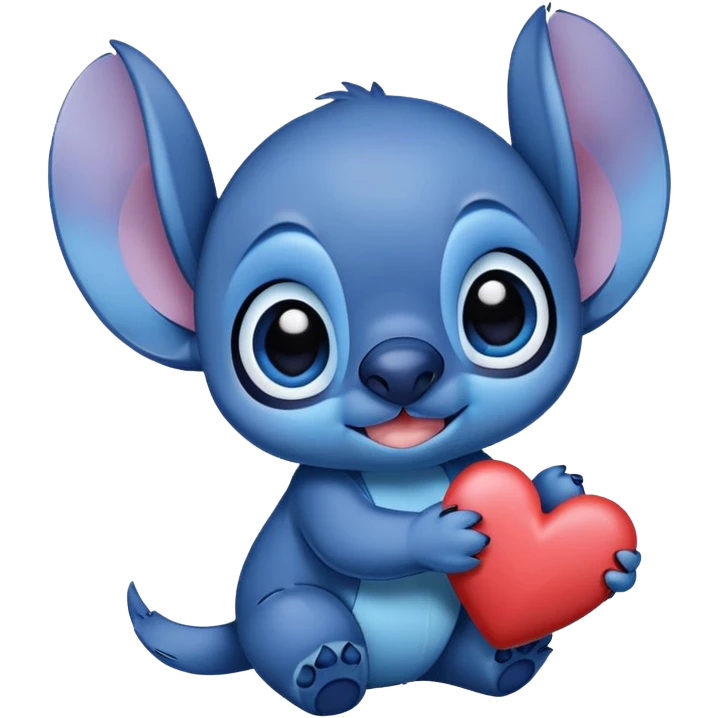 Stitch holding a heart emoji