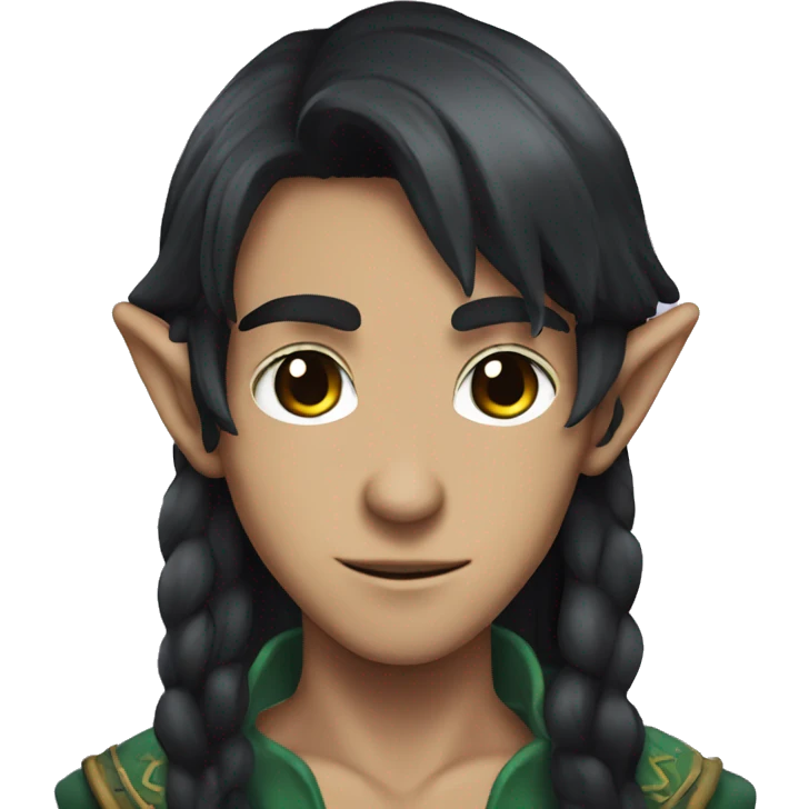 Cool anime elf with dark hair emoji