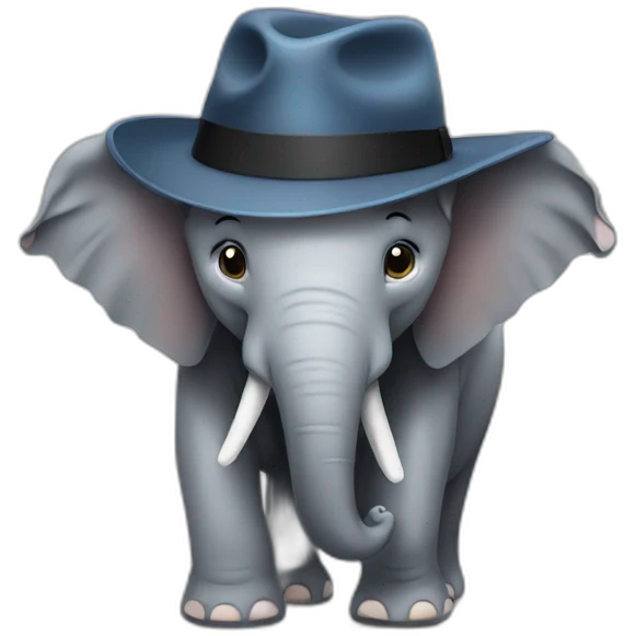 elephant wearing fedora emoji