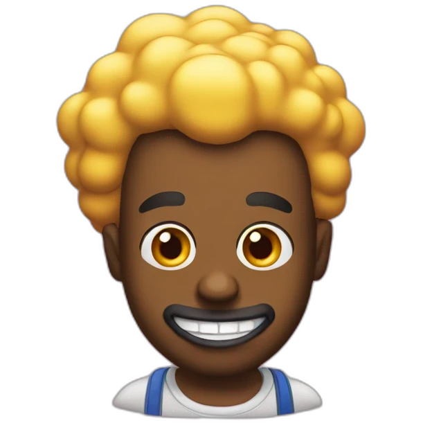 black male with simpsons style hair colored rainbow that is chewing on kfc emoji