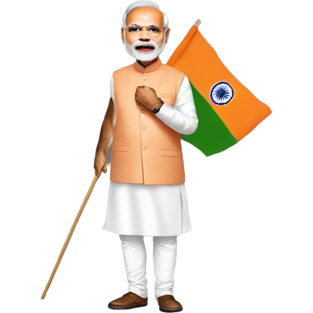 Narendra modi with BJP flag in hand emoji