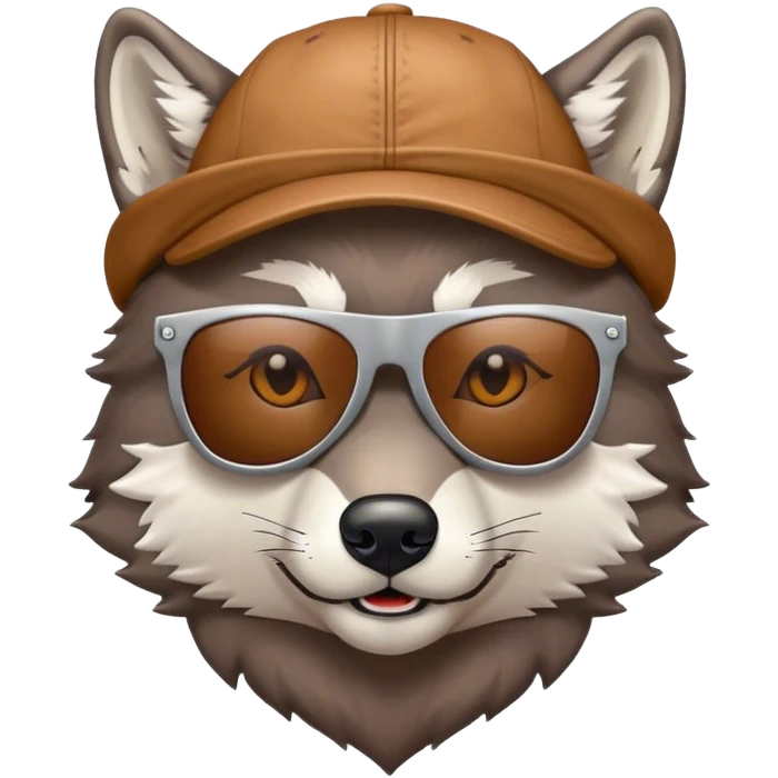 Loup avec des lunette de soleil et une casquette à l’envers  emoji
