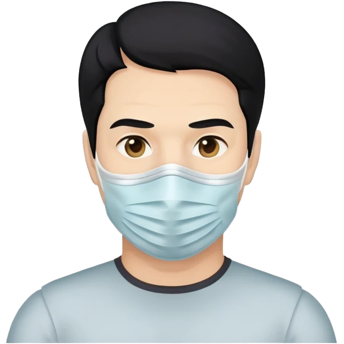 full face mask, shoulders, black hair, creepy man, 50 years old emoji