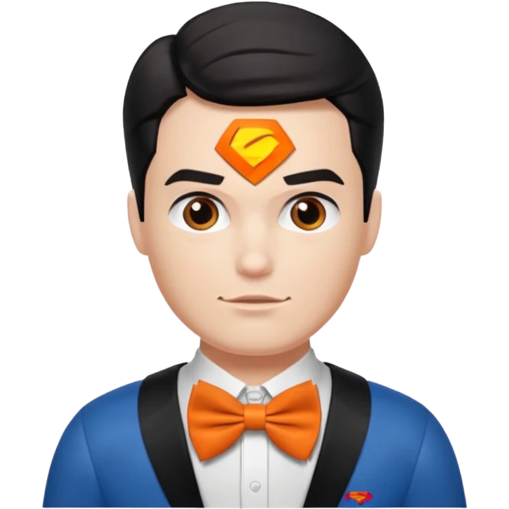 a superman with organe bow tie emoji