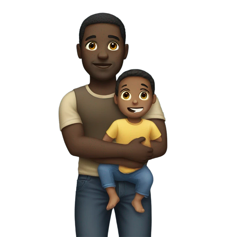 Big black guy holding a small kid emoji
