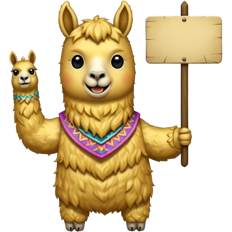 A small golden llama silhouette holding a sign in its teeth that says RAID emoji