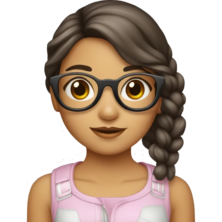 Niña con gafas y con un perro blanco emoji