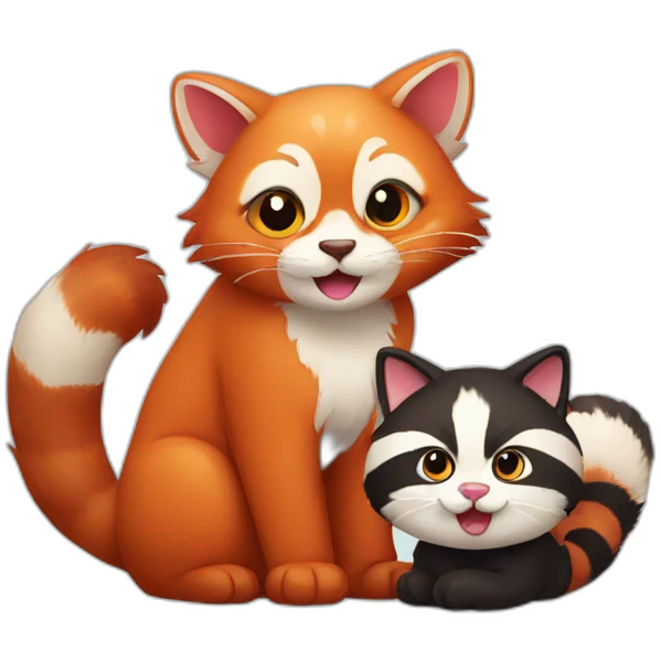 cat and red panda emoji
