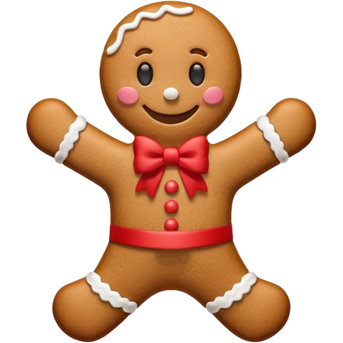 Gingerbread man with a red bow with white logotype "S" emoji