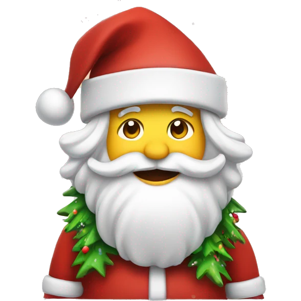 Santa in the snow with Christmas tree  emoji