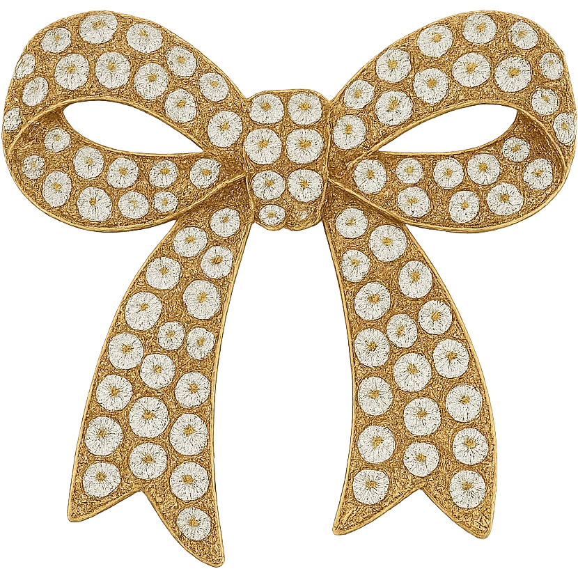 Rhinestone bow gold , remove background emoji