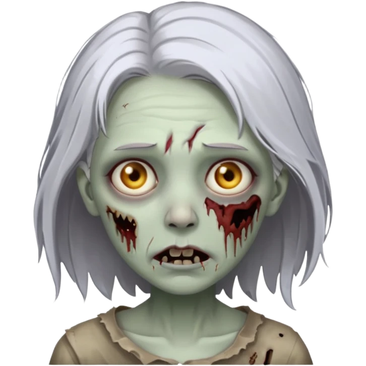 A pale zombie girl with white grey hair emoji