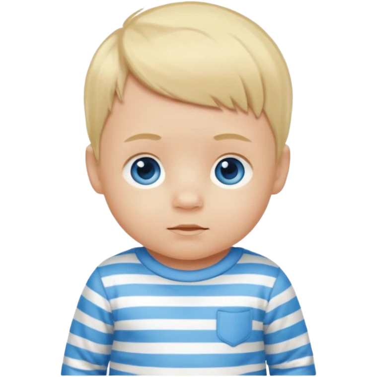 Blonde hair blue eyed infant boy wearing am emoji