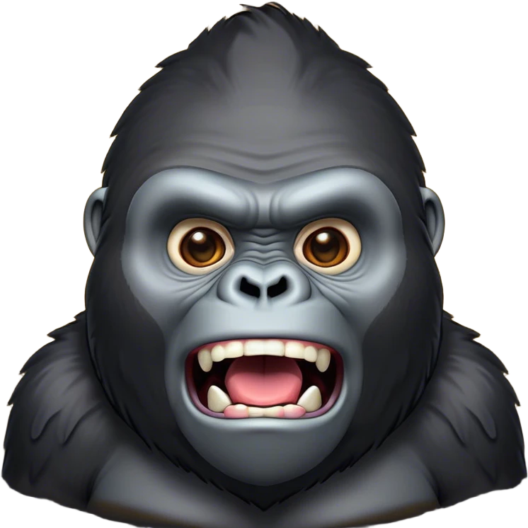 Cinematic Comical Gorilla Portrait Emoji, Head tilted dramatically with an exaggeratedly shocked expression, featuring a robust build with wide, comically expressive eyes full of humorous disbelief, Simplified yet hilariously expressive features, highly detailed, glowing with a slightly sassy jungle glow, high shine, dramatic yet playful, stylized with an air of quirky primate attitude, soft glowing outline, capturing the essence of a meme-worthy gorilla that appears ready to side-eye its way into viral fame! emoji
