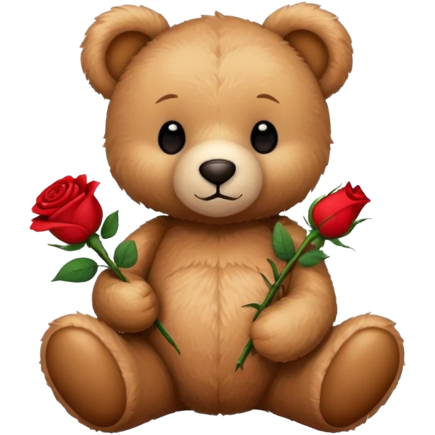 Teddy bear holding a red rose emoji