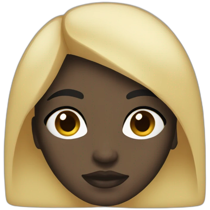 Woman with black hair, ebony skin and black eyes emoji