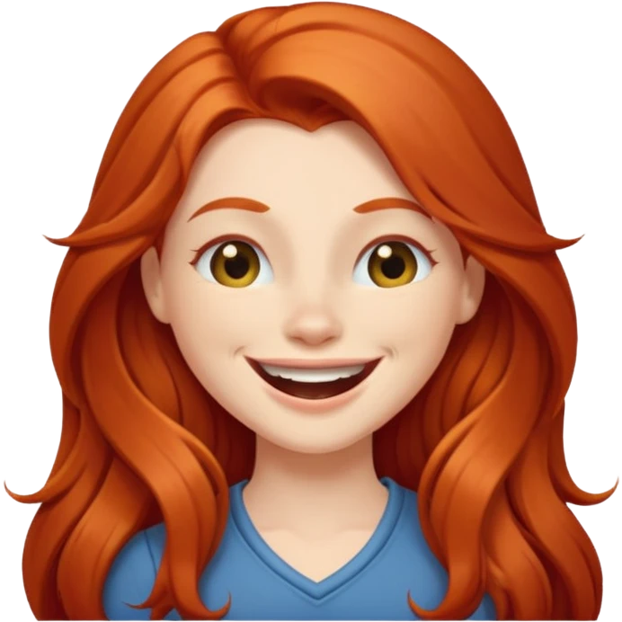 Excited long haired redhead winking emoji