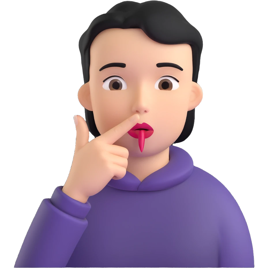3d character with finger over lips making quiet gesture emoji