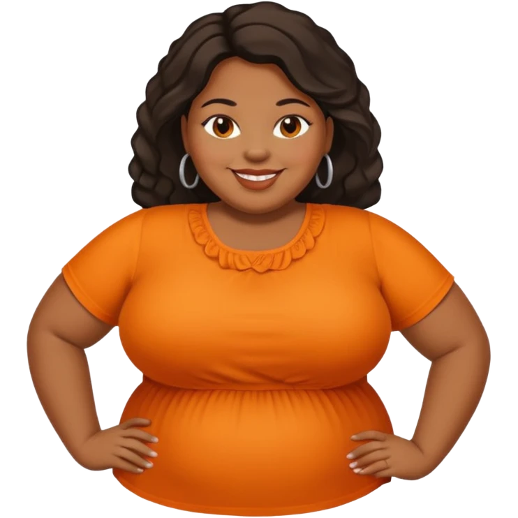 overweight black woman with organge blouse emoji