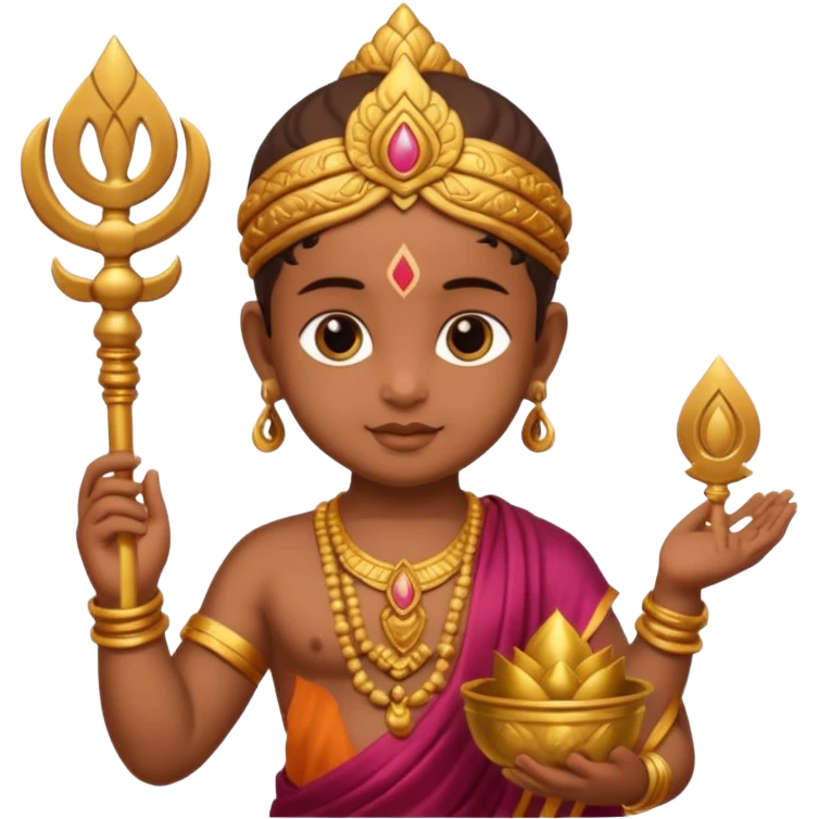 Cute baby murugan with vel and mayil emoji
