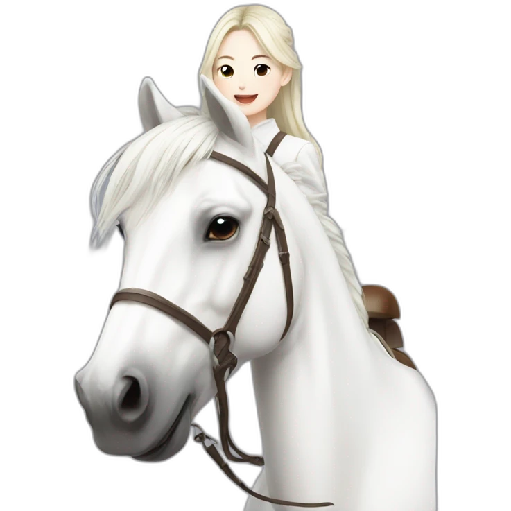 white horse riding japanese cute girl emoji