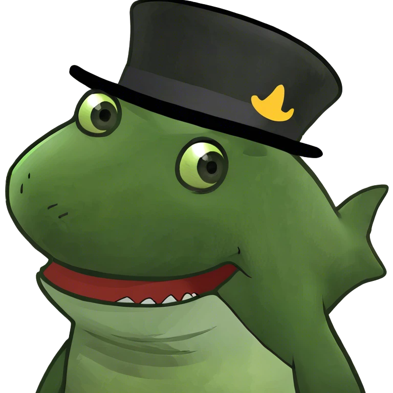 Shark with a top hat emoji