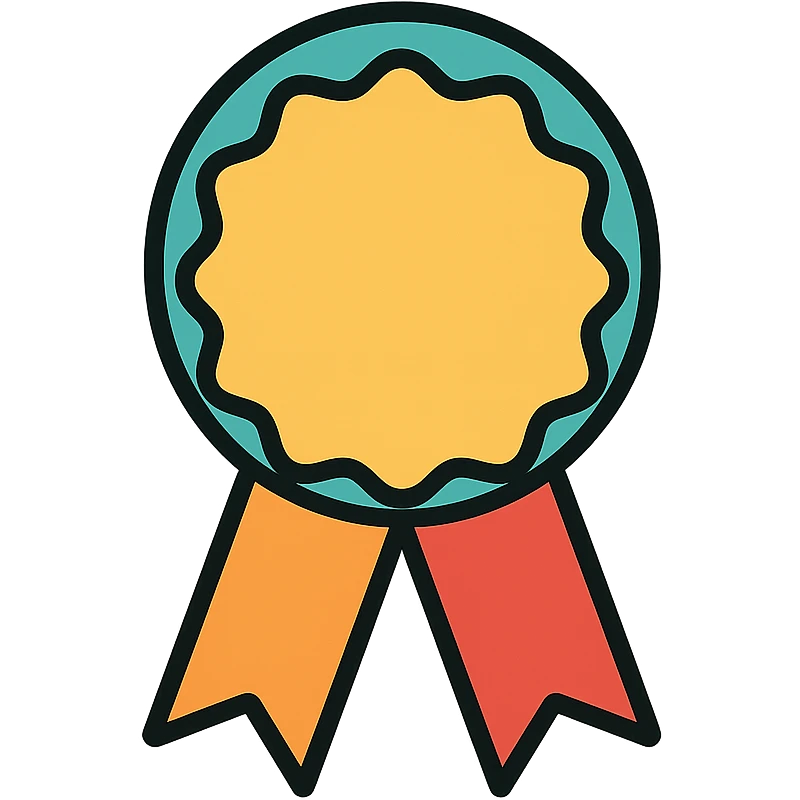 vector icon of a gold guarantee seal symbol with multicolor details, geometric seal shape, elegant and minimalist flat design, isolated on white, award badge style, 2D flat vector, trending icon look, soft shadows, no text, commercial use emoji
