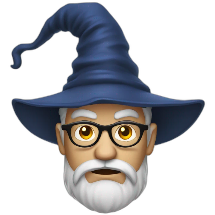 angry wizard with glasses and hat emoji