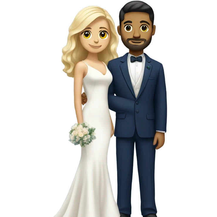 Puerto rican beard short hair with navy blue suit marrying  with blond long hair girl emoji