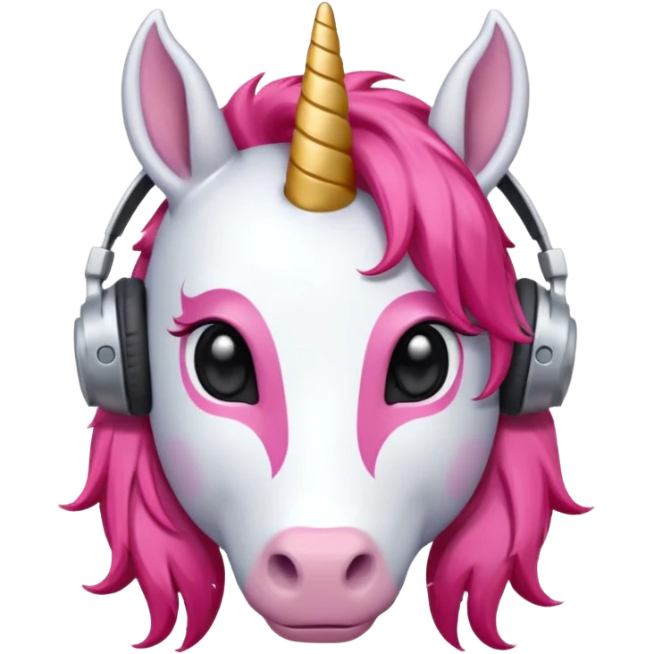 headphone wearing unicorn with red hair emoji