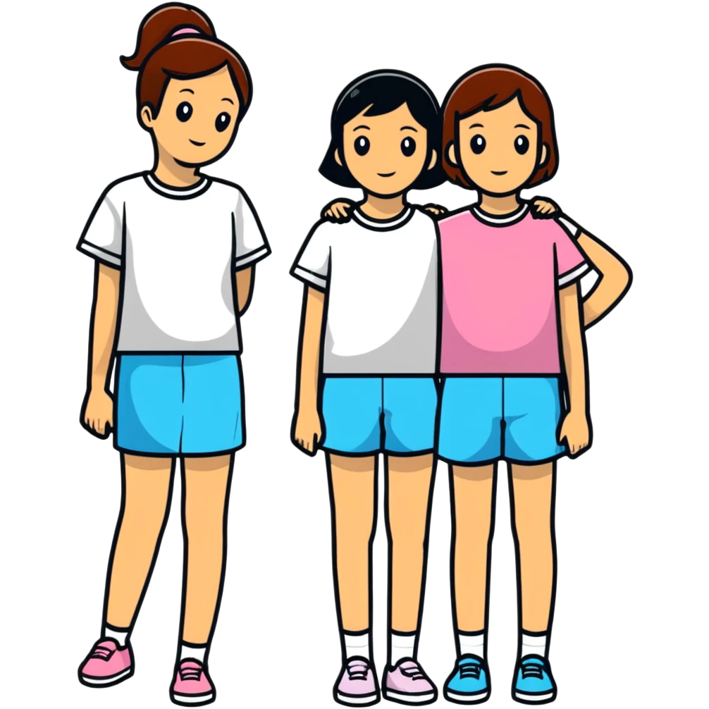 3 girls standing in a group emoji