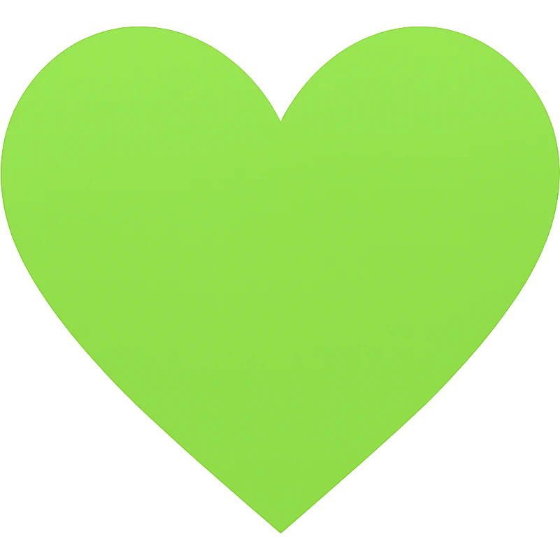 heart with a vivid lime green color, digital illustration, no background emoji