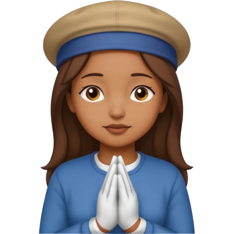 A BROWN MOTIVATIONAL woman WITH A CAP ON WITH PRAYING HANDS emoji