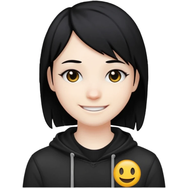 goth emo black hair peak and cool emoji emoji