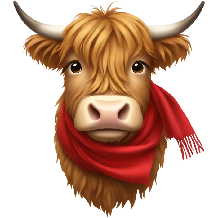 Highland cow wearing a red scarf emoji