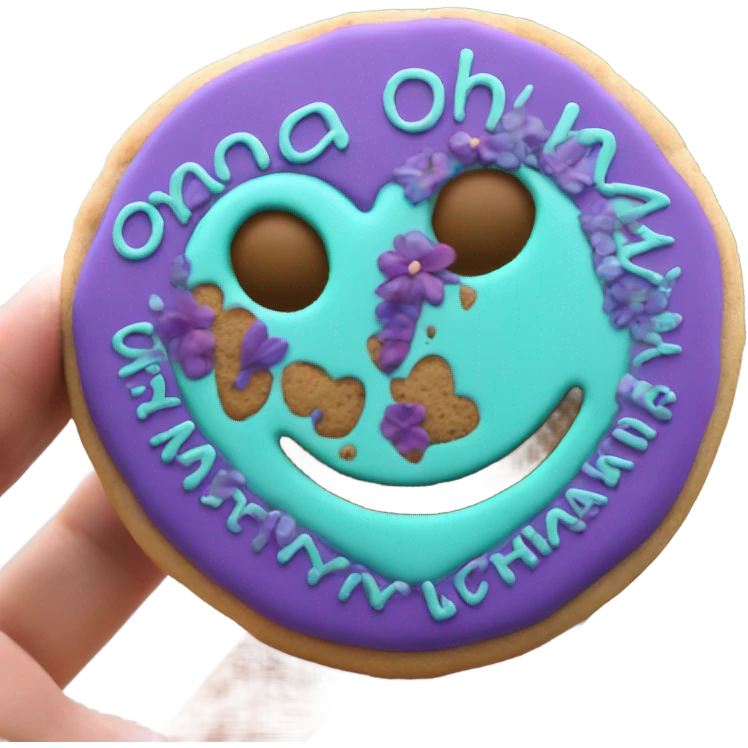 Teal purple Cookie heart with ohana emoji