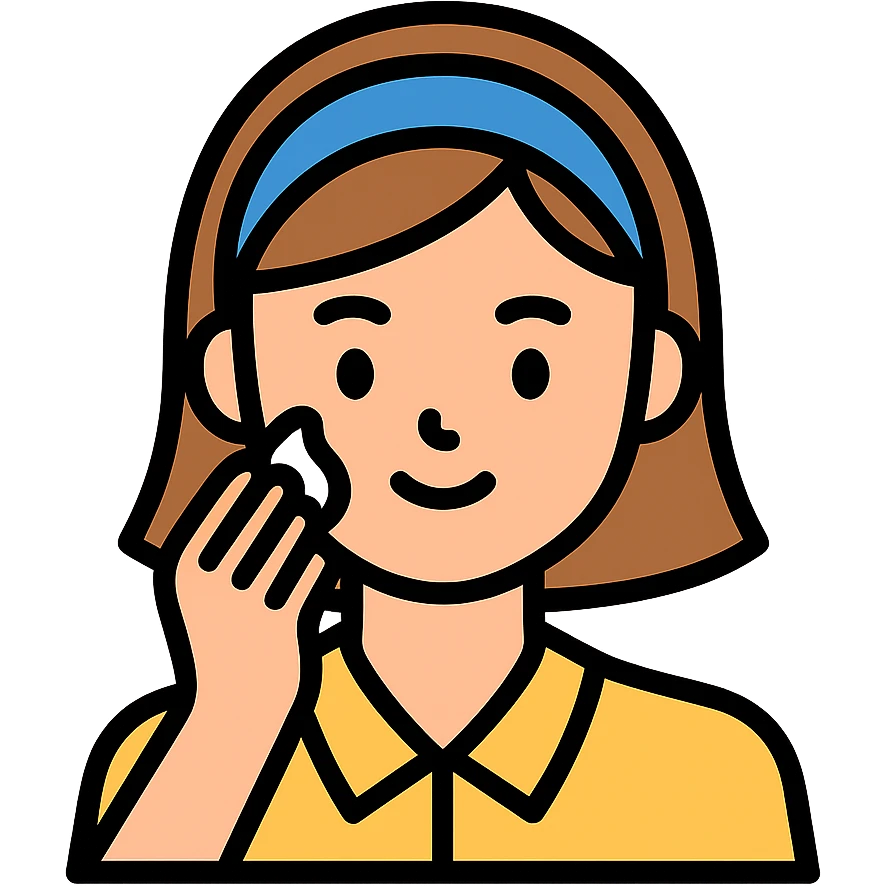 preppy girl gently patting face with cream emoji