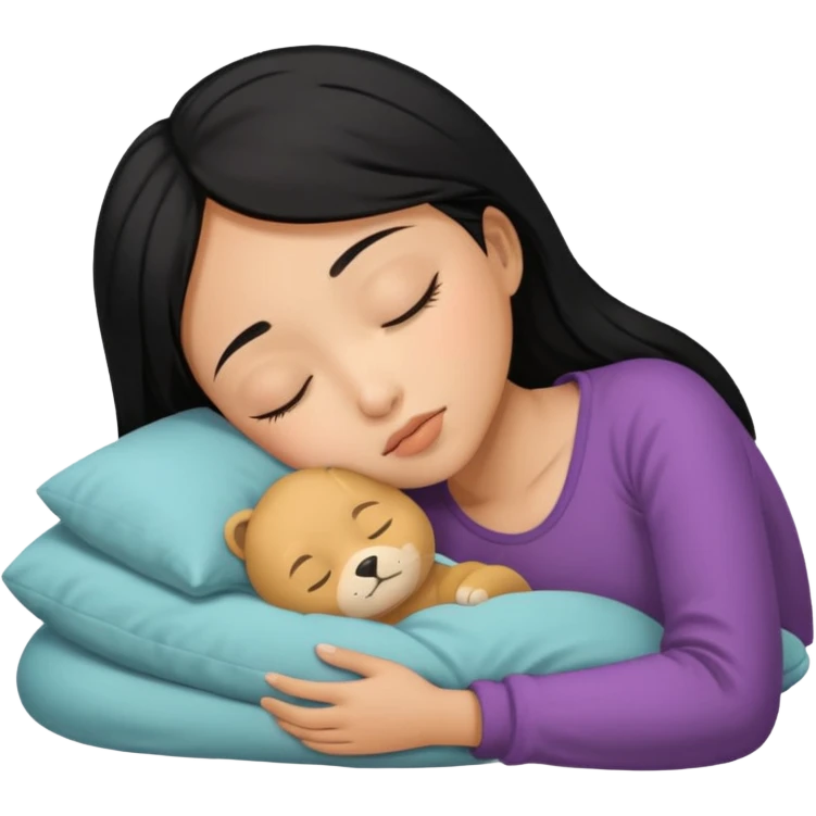Black haired, tan-skinned Asian girl sleeping alone  emoji