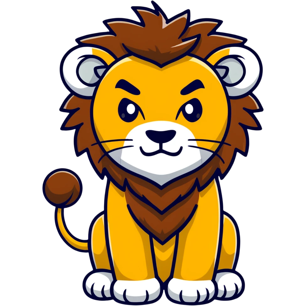 nasty lion looking sideways with mean fierce expression emoji