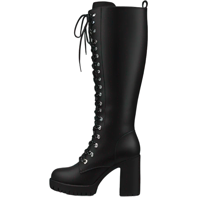 black knee high chunky heel boots emoji